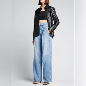 GRLFRND Morgan Pleated High-Rise Wide-Leg Jeans